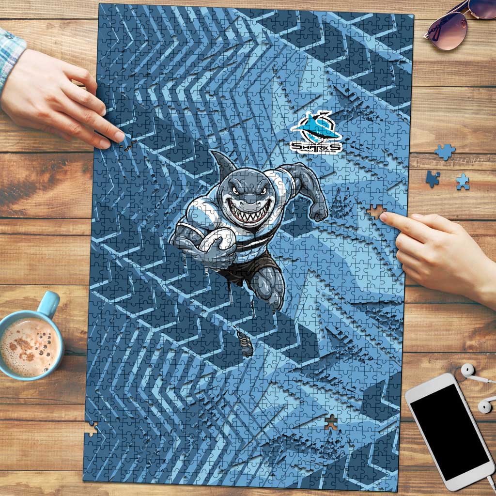 Cronulla Sutherland Sharks Rugby Puzzle Fierce Mascot Geometric Tribal Art