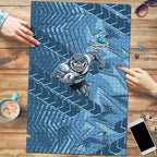 Cronulla Sutherland Sharks Rugby Puzzle Fierce Mascot Geometric Tribal Art