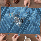 Cronulla Sutherland Sharks Rugby Puzzle Fierce Mascot Geometric Tribal Art