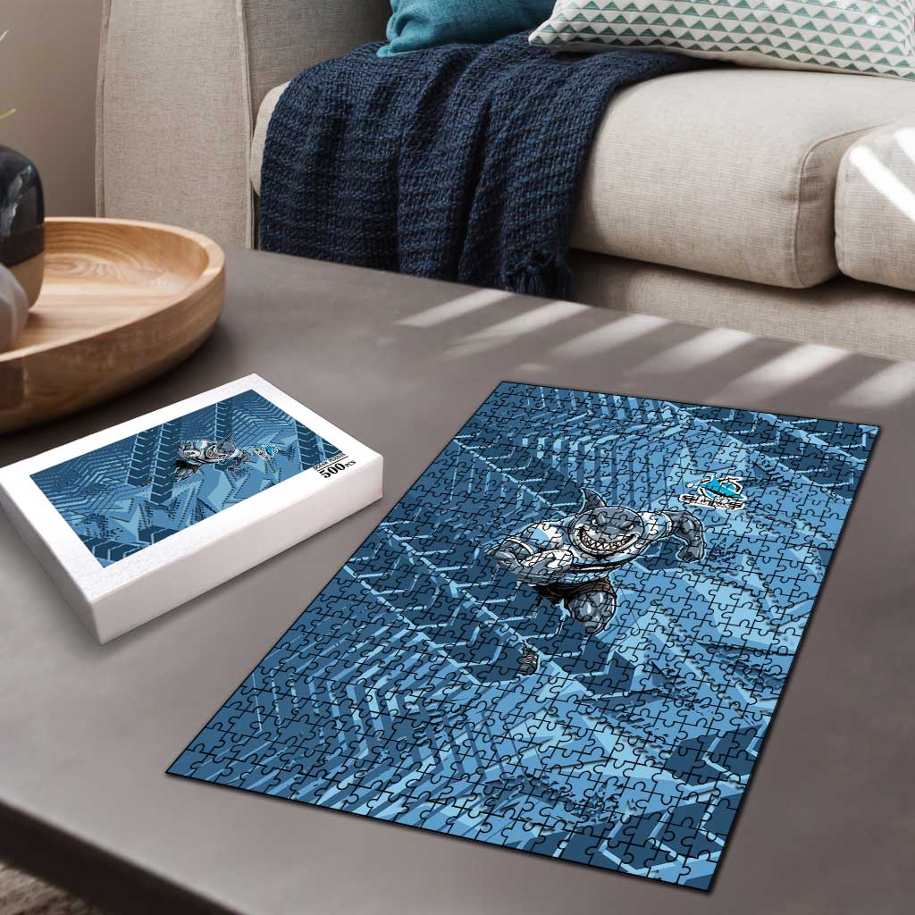 Cronulla Sutherland Sharks Rugby Puzzle Fierce Mascot Geometric Tribal Art
