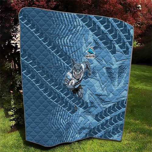 Cronulla Sutherland Sharks Rugby Quilt Fierce Mascot Geometric Tribal Art