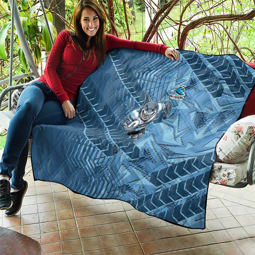Cronulla Sutherland Sharks Rugby Quilt Fierce Mascot Geometric Tribal Art