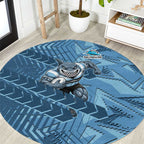 Cronulla Sutherland Sharks Rugby Round Carpet Fierce Mascot Geometric Tribal Art