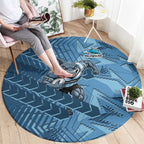 Cronulla Sutherland Sharks Rugby Round Carpet Fierce Mascot Geometric Tribal Art