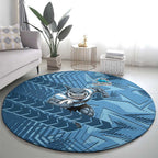 Cronulla Sutherland Sharks Rugby Round Carpet Fierce Mascot Geometric Tribal Art