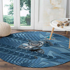 Cronulla Sutherland Sharks Rugby Round Carpet Fierce Mascot Geometric Tribal Art