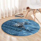 Cronulla Sutherland Sharks Rugby Round Carpet Fierce Mascot Geometric Tribal Art