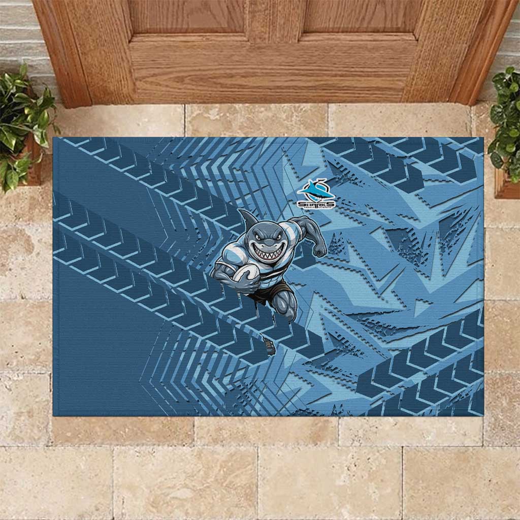 Cronulla Sutherland Sharks Rugby Rubber Doormat Fierce Mascot Geometric Tribal Art