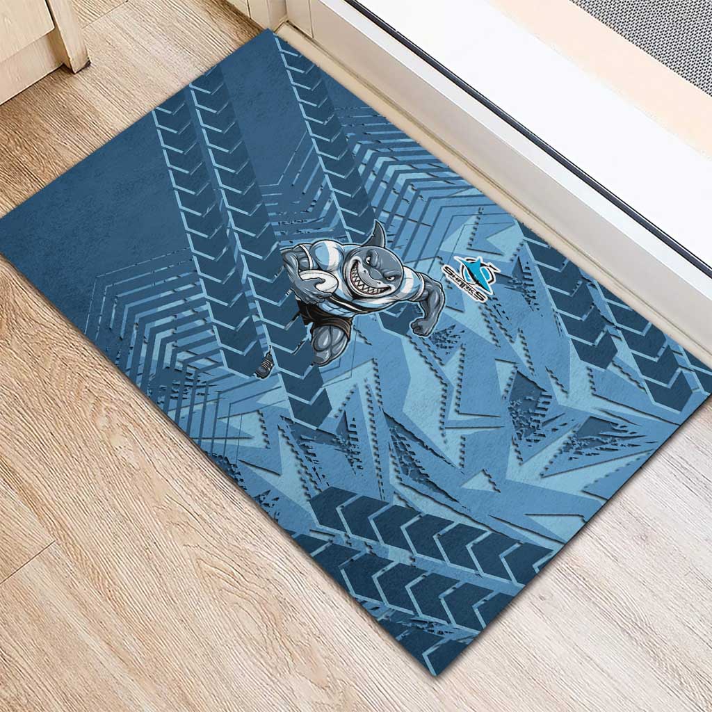 Cronulla Sutherland Sharks Rugby Rubber Doormat Fierce Mascot Geometric Tribal Art