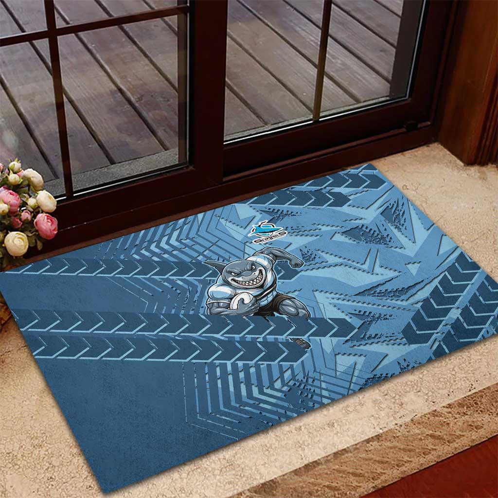 Cronulla Sutherland Sharks Rugby Rubber Doormat Fierce Mascot Geometric Tribal Art