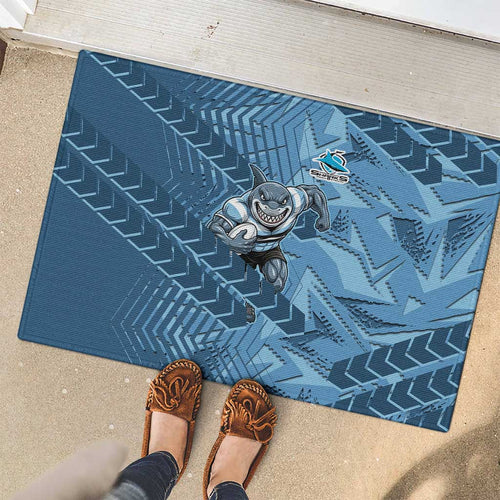 Cronulla Sutherland Sharks Rugby Rubber Doormat Fierce Mascot Geometric Tribal Art