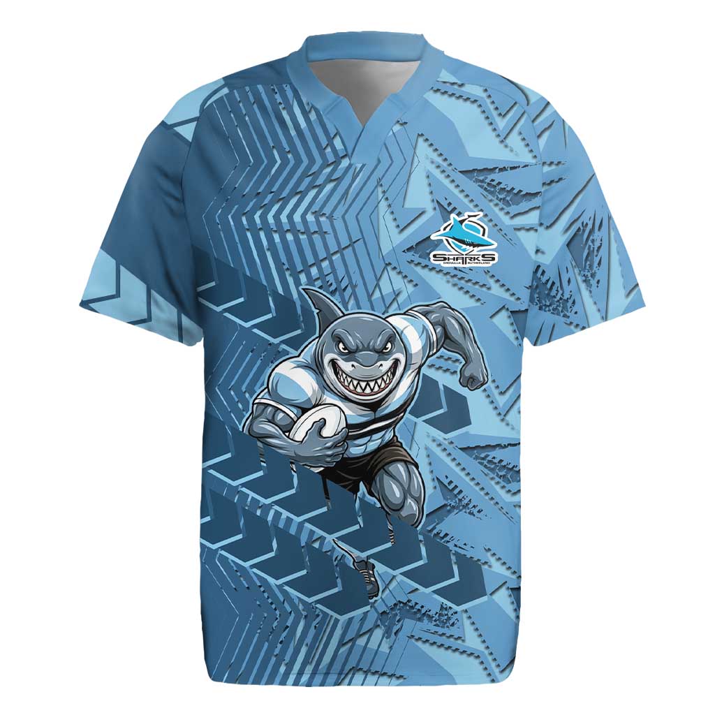 Cronulla Sutherland Sharks Rugby Rugby Jersey Fierce Mascot Geometric Tribal Art