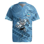 Cronulla Sutherland Sharks Rugby Rugby Jersey Fierce Mascot Geometric Tribal Art