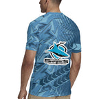 Cronulla Sutherland Sharks Rugby Rugby Jersey Fierce Mascot Geometric Tribal Art
