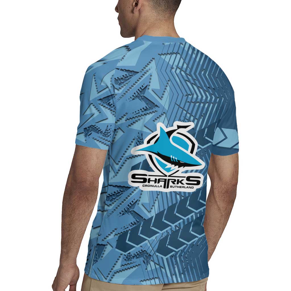 Cronulla Sutherland Sharks Rugby Rugby Jersey Fierce Mascot Geometric Tribal Art