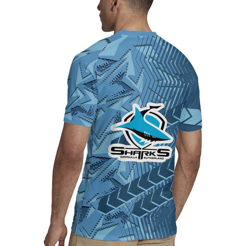 Cronulla Sutherland Sharks Rugby Rugby Jersey Fierce Mascot Geometric Tribal Art