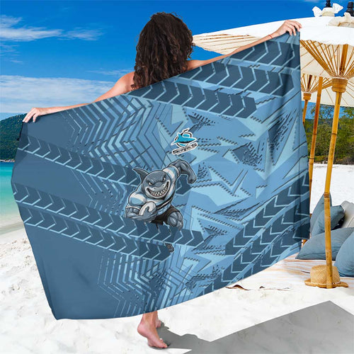 Cronulla Sutherland Sharks Rugby Sarong Fierce Mascot Geometric Tribal Art