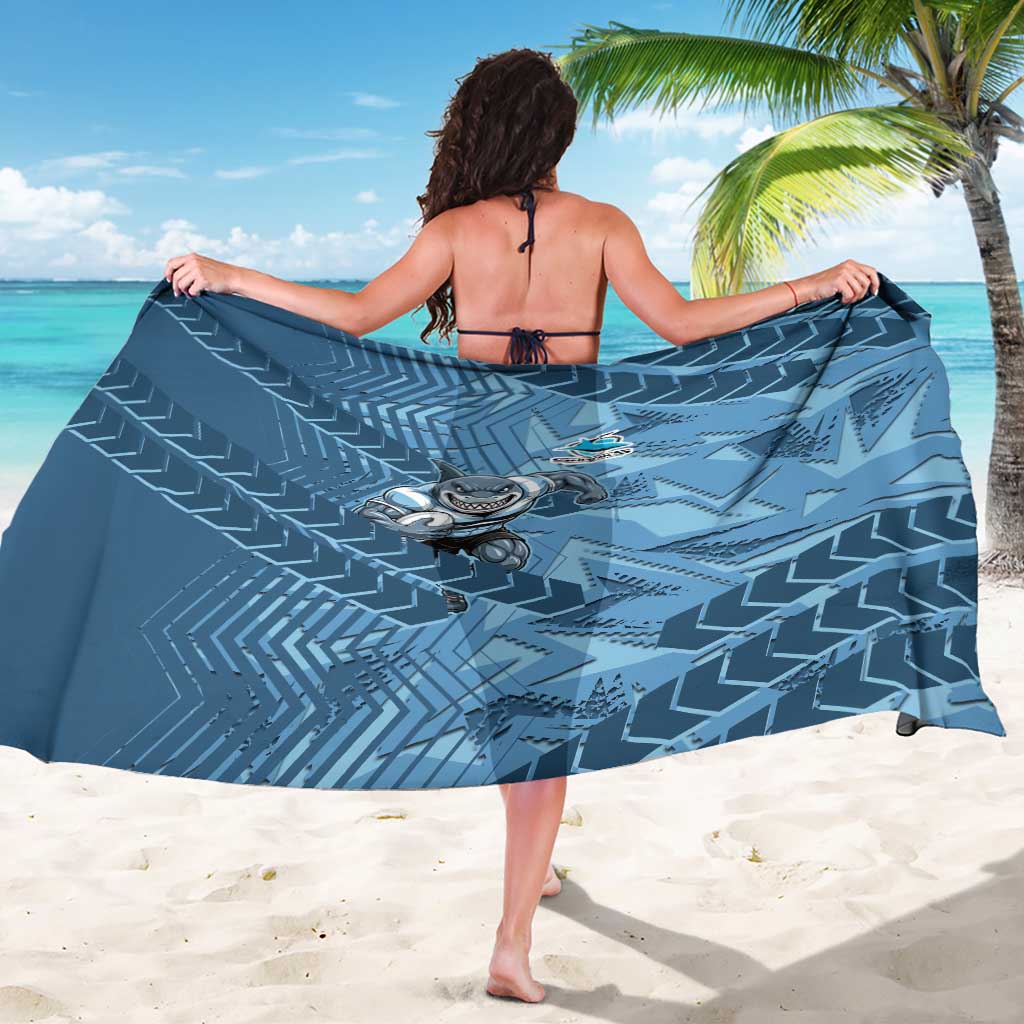 Cronulla Sutherland Sharks Rugby Sarong Fierce Mascot Geometric Tribal Art
