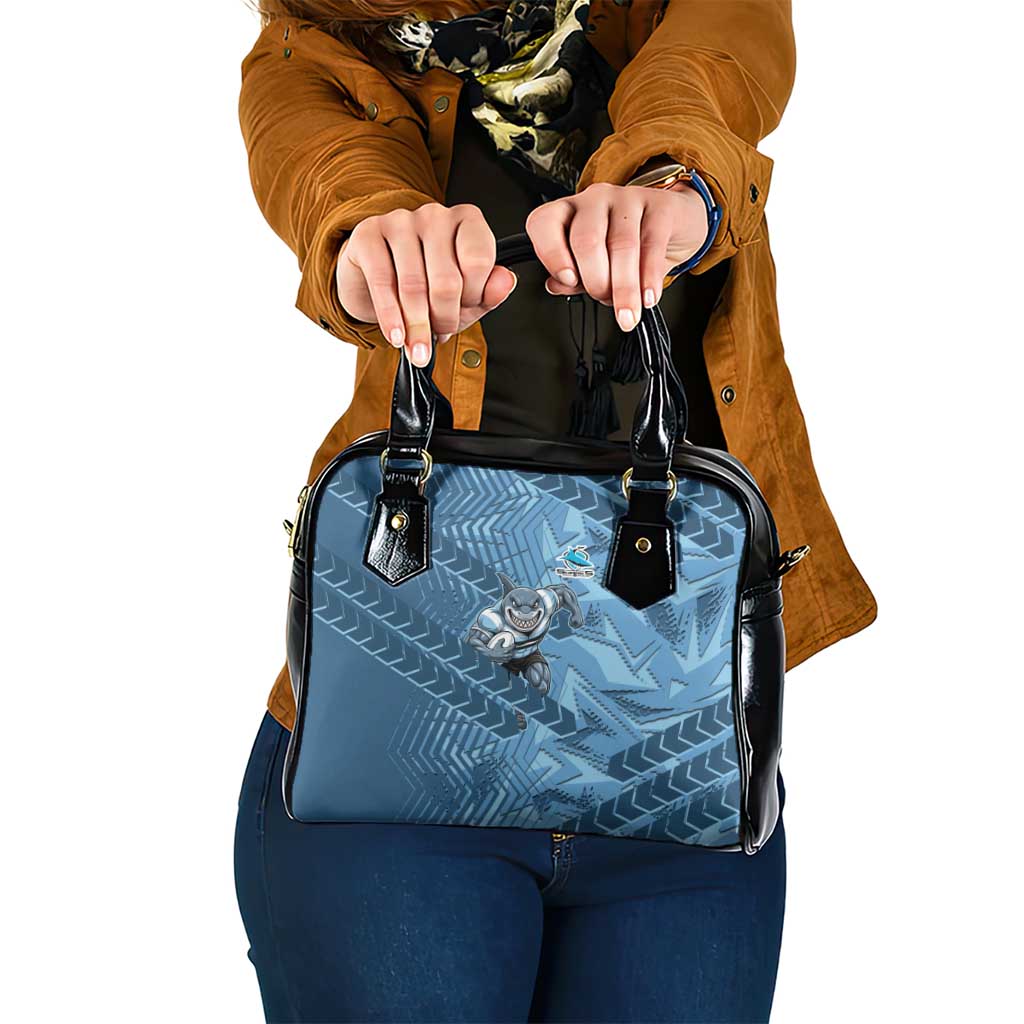 Cronulla Sutherland Sharks Rugby Shoulder Handbag Fierce Mascot Geometric Tribal Art