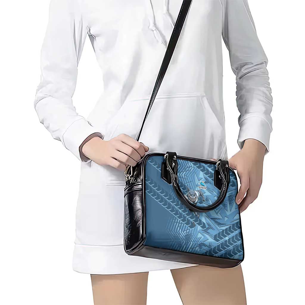 Cronulla Sutherland Sharks Rugby Shoulder Handbag Fierce Mascot Geometric Tribal Art