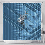 Cronulla Sutherland Sharks Rugby Shower Curtain Fierce Mascot Geometric Tribal Art