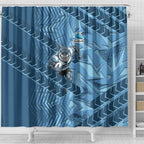 Cronulla Sutherland Sharks Rugby Shower Curtain Fierce Mascot Geometric Tribal Art