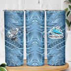 Cronulla Sutherland Sharks Rugby Skinny Tumbler Fierce Mascot Geometric Tribal Art