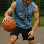Cronulla Sutherland Sharks Rugby Sleeveless Hoodie Fierce Mascot Geometric Tribal Art
