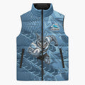 Cronulla Sutherland Sharks Rugby Sleeveless Puffer Jacket Fierce Mascot Geometric Tribal Art