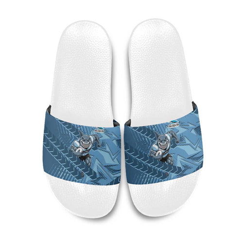 Cronulla Sutherland Sharks Rugby Slide Sandals Fierce Mascot Geometric Tribal Art