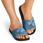Cronulla Sutherland Sharks Rugby Slide Sandals Fierce Mascot Geometric Tribal Art