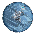 Cronulla Sutherland Sharks Rugby Spare Tire Cover Fierce Mascot Geometric Tribal Art