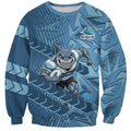 Cronulla Sutherland Sharks Rugby Sweatshirt Fierce Mascot Geometric Tribal Art
