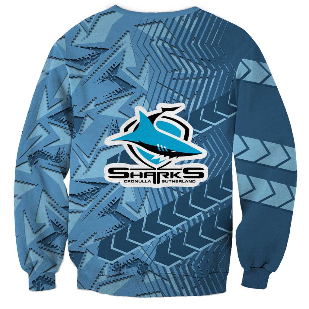 Cronulla Sutherland Sharks Rugby Sweatshirt Fierce Mascot Geometric Tribal Art