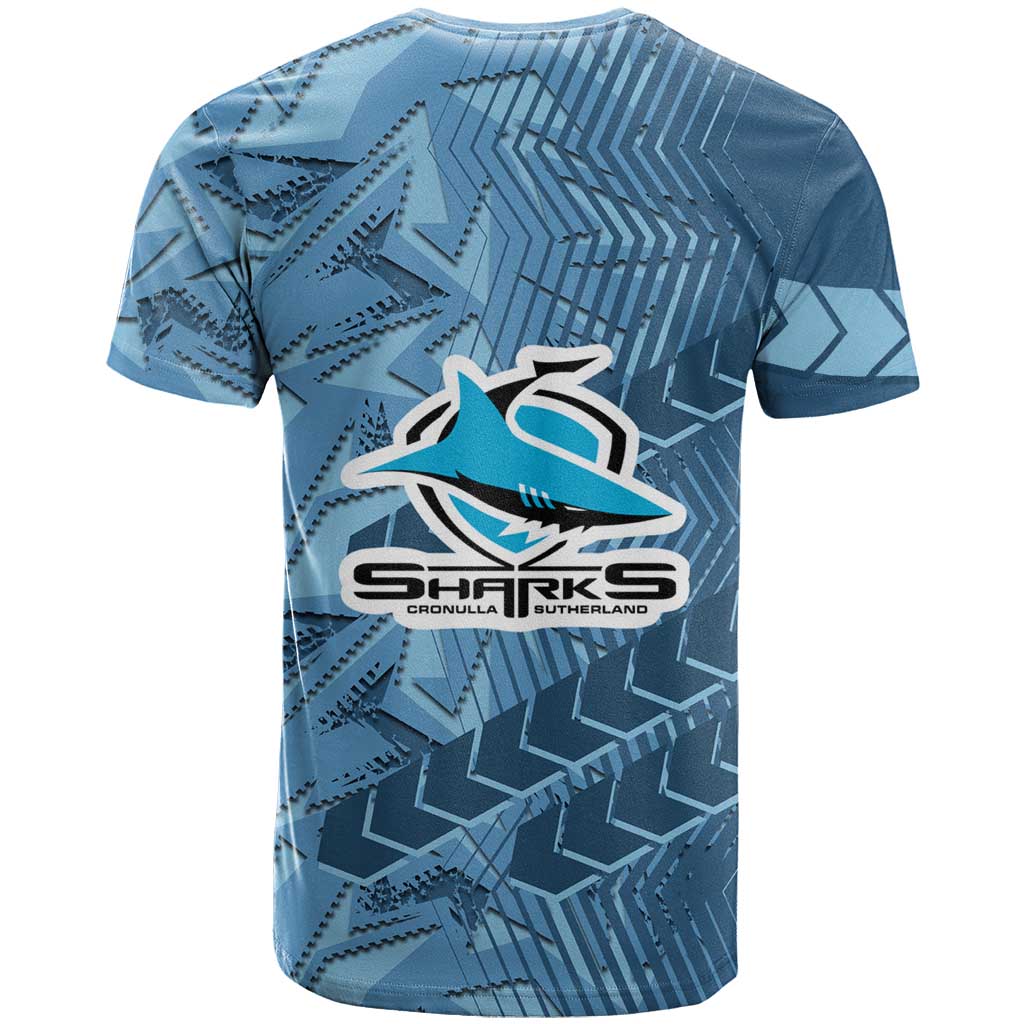 Cronulla Sutherland Sharks Rugby T Shirt Fierce Mascot Geometric Tribal Art