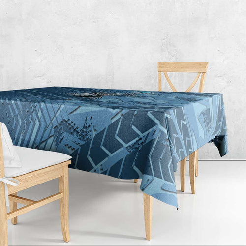 Cronulla Sutherland Sharks Rugby Tablecloth Fierce Mascot Geometric Tribal Art