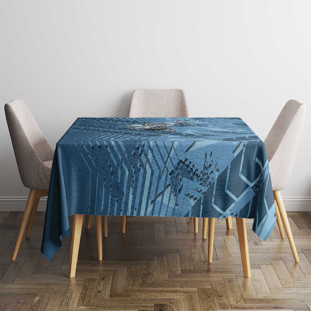 Cronulla Sutherland Sharks Rugby Tablecloth Fierce Mascot Geometric Tribal Art