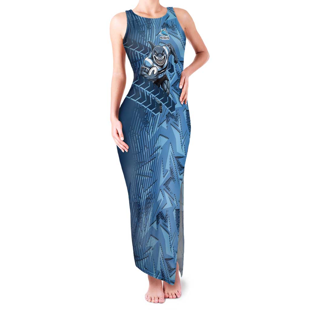 Cronulla Sutherland Sharks Rugby Tank Maxi Dress Fierce Mascot Geometric Tribal Art