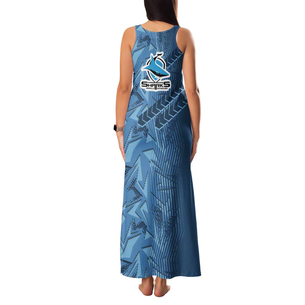 Cronulla Sutherland Sharks Rugby Tank Maxi Dress Fierce Mascot Geometric Tribal Art