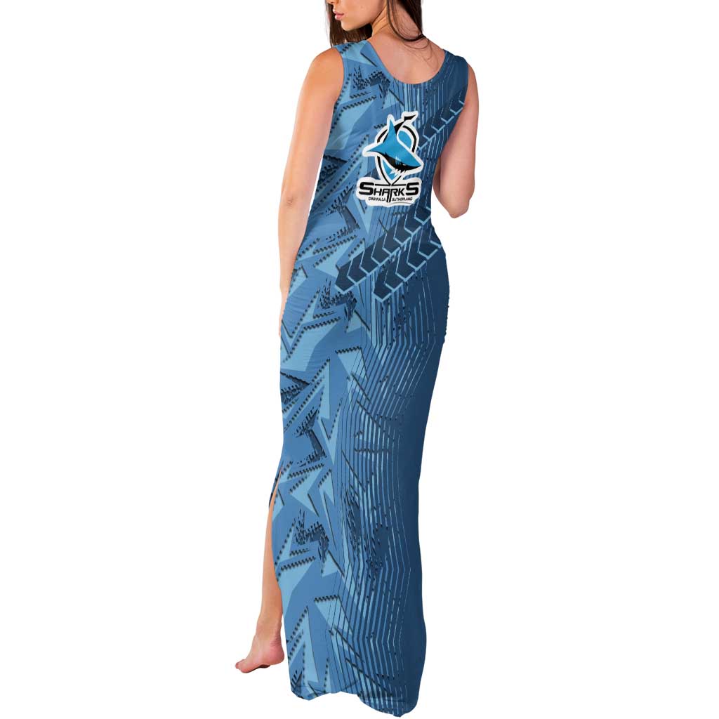 Cronulla Sutherland Sharks Rugby Tank Maxi Dress Fierce Mascot Geometric Tribal Art