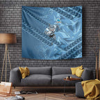 Cronulla Sutherland Sharks Rugby Tapestry Fierce Mascot Geometric Tribal Art