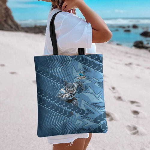 Cronulla Sutherland Sharks Rugby Tote Bag Fierce Mascot Geometric Tribal Art