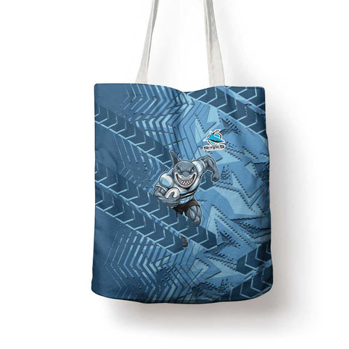 Cronulla Sutherland Sharks Rugby Tote Bag Fierce Mascot Geometric Tribal Art