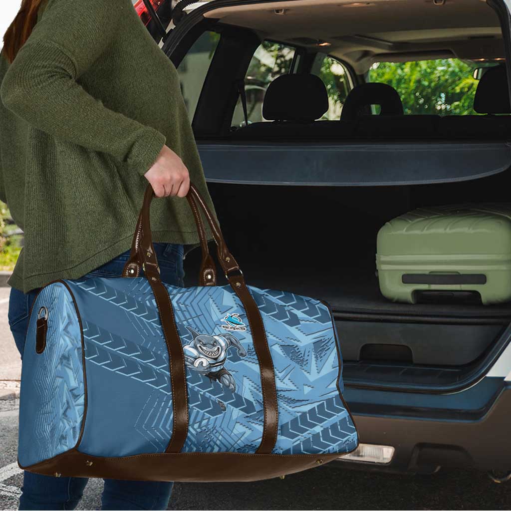 Cronulla Sutherland Sharks Rugby Travel Bag Fierce Mascot Geometric Tribal Art