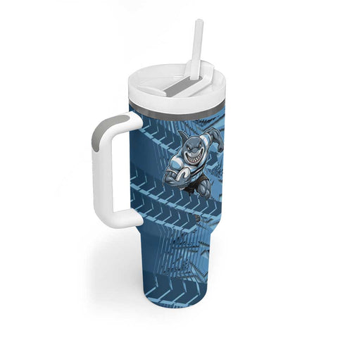Cronulla Sutherland Sharks Rugby Tumbler With Handle Fierce Mascot Geometric Tribal Art
