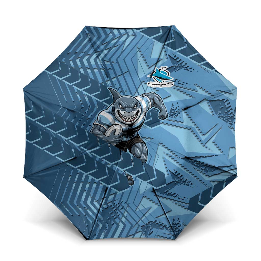 Cronulla Sutherland Sharks Rugby Umbrella Fierce Mascot Geometric Tribal Art