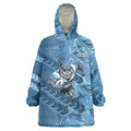 Cronulla Sutherland Sharks Rugby Wearable Blanket Hoodie Fierce Mascot Geometric Tribal Art