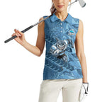 Cronulla Sutherland Sharks Rugby Women Sleeveless Polo Shirt Fierce Mascot Geometric Tribal Art