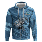 Cronulla Sutherland Sharks Rugby Zip Hoodie Fierce Mascot Geometric Tribal Art