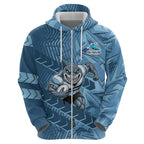 Cronulla Sutherland Sharks Rugby Zip Hoodie Fierce Mascot Geometric Tribal Art